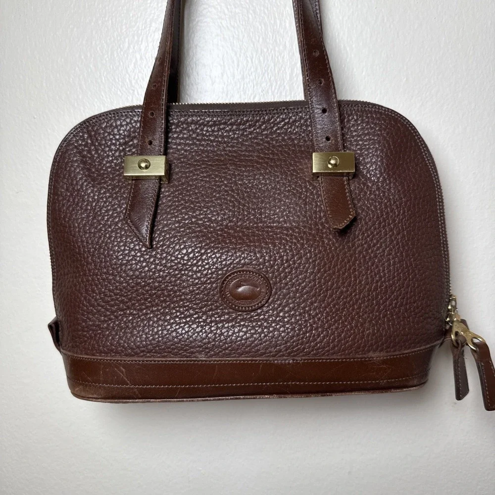 Vintage Dooney‎ & Bourke All-Weather Leather Purse Handbag Saddle Brown